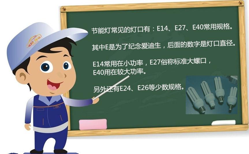 選購節(jié)能燈要注意燈口型號和尺寸 E14、E27、E40螺旋燈口